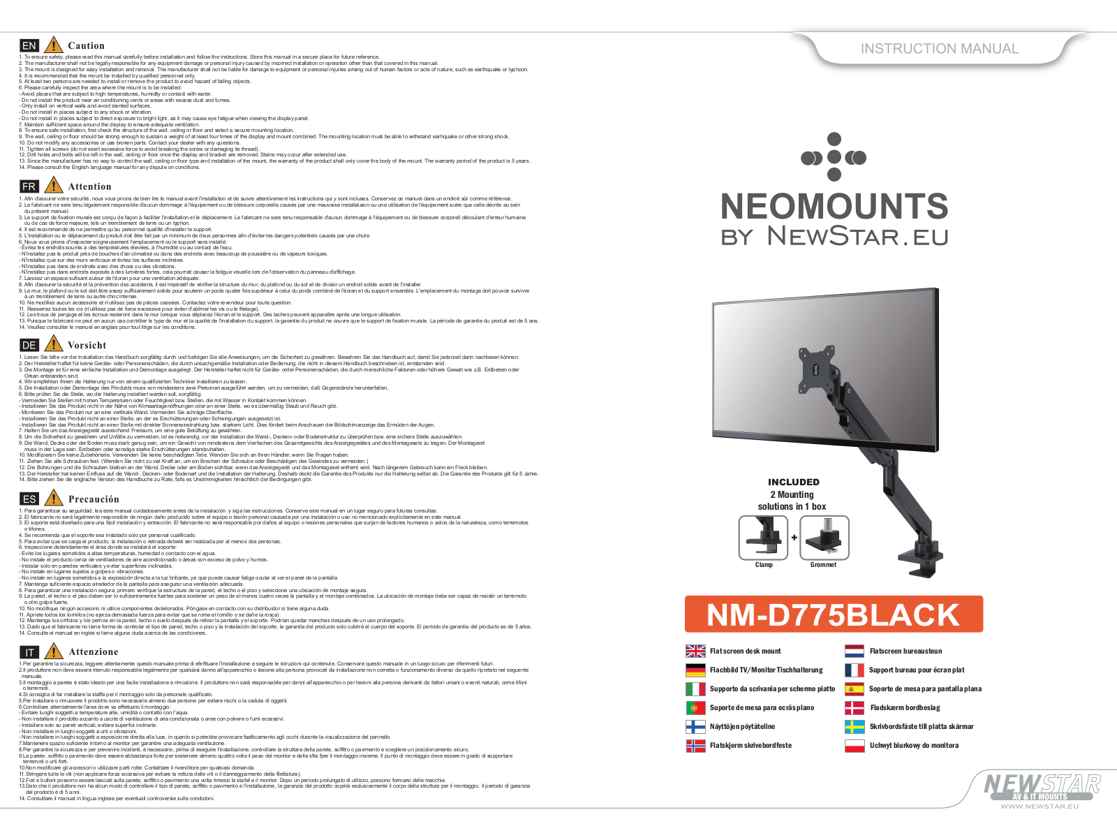 Neomounts NM-D775BLACK User guide