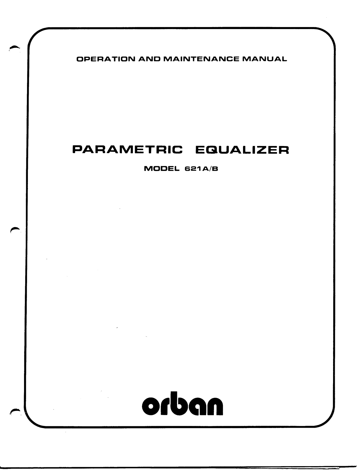 Orban 621B, 621A Service manual