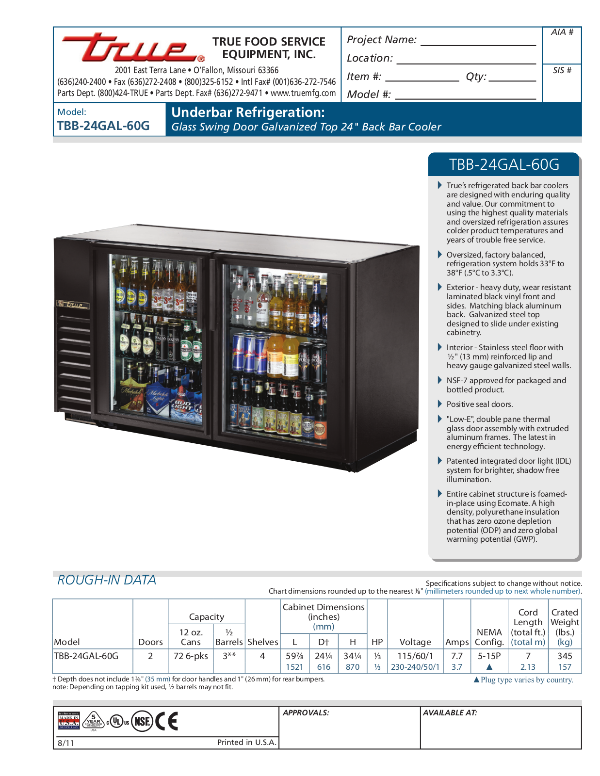 True TBB-24GAL-60G User Manual