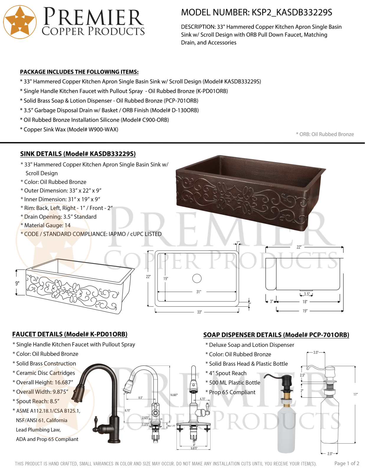 Premier Copper Products IER1430 Specifications - ManualMachine.com