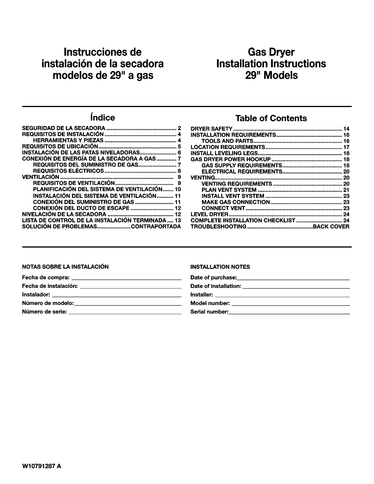 Whirlpool 7MWGD1950EI0, 7MWGD2150EN0, 7MWGD1850EI0, 7MWGD1750EQ0 Installation Guide