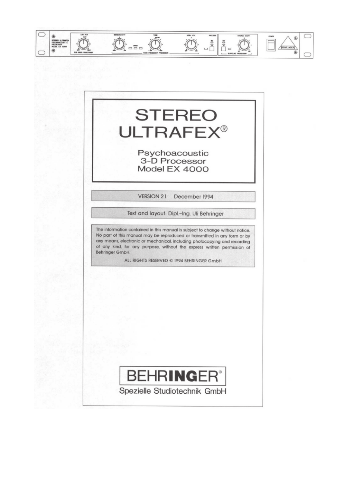 Behringer EX4000 User Manual