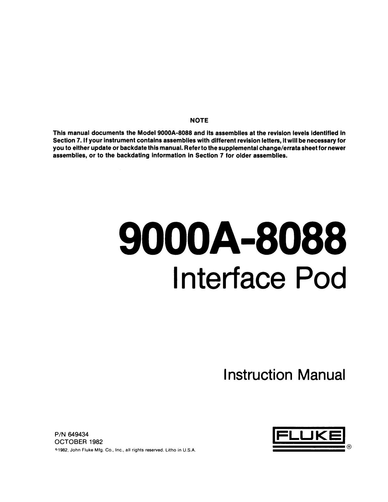 Fluke 9000A-8088 User Manual