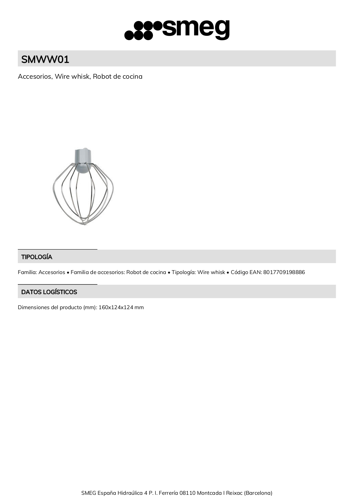 Smeg SMWW01 Product Information Sheet