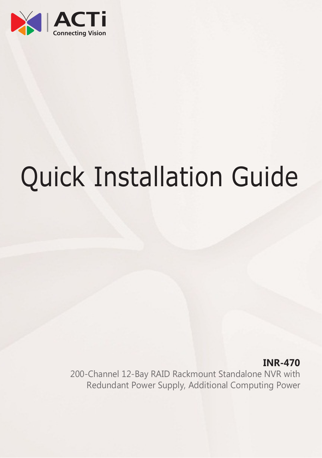 ACTi INR-470 Installation Guide