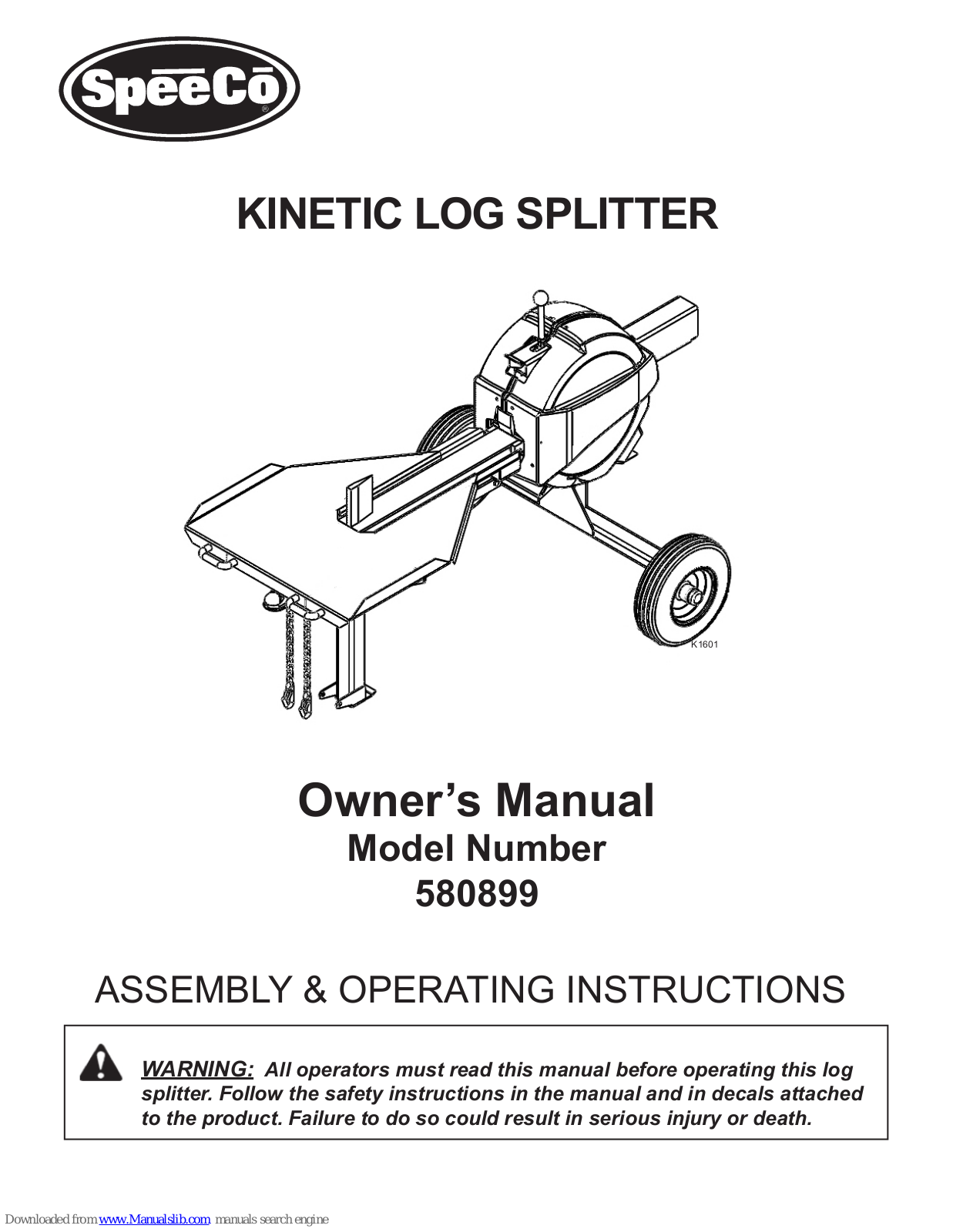 SpeeCo 580899 Owner's Manual