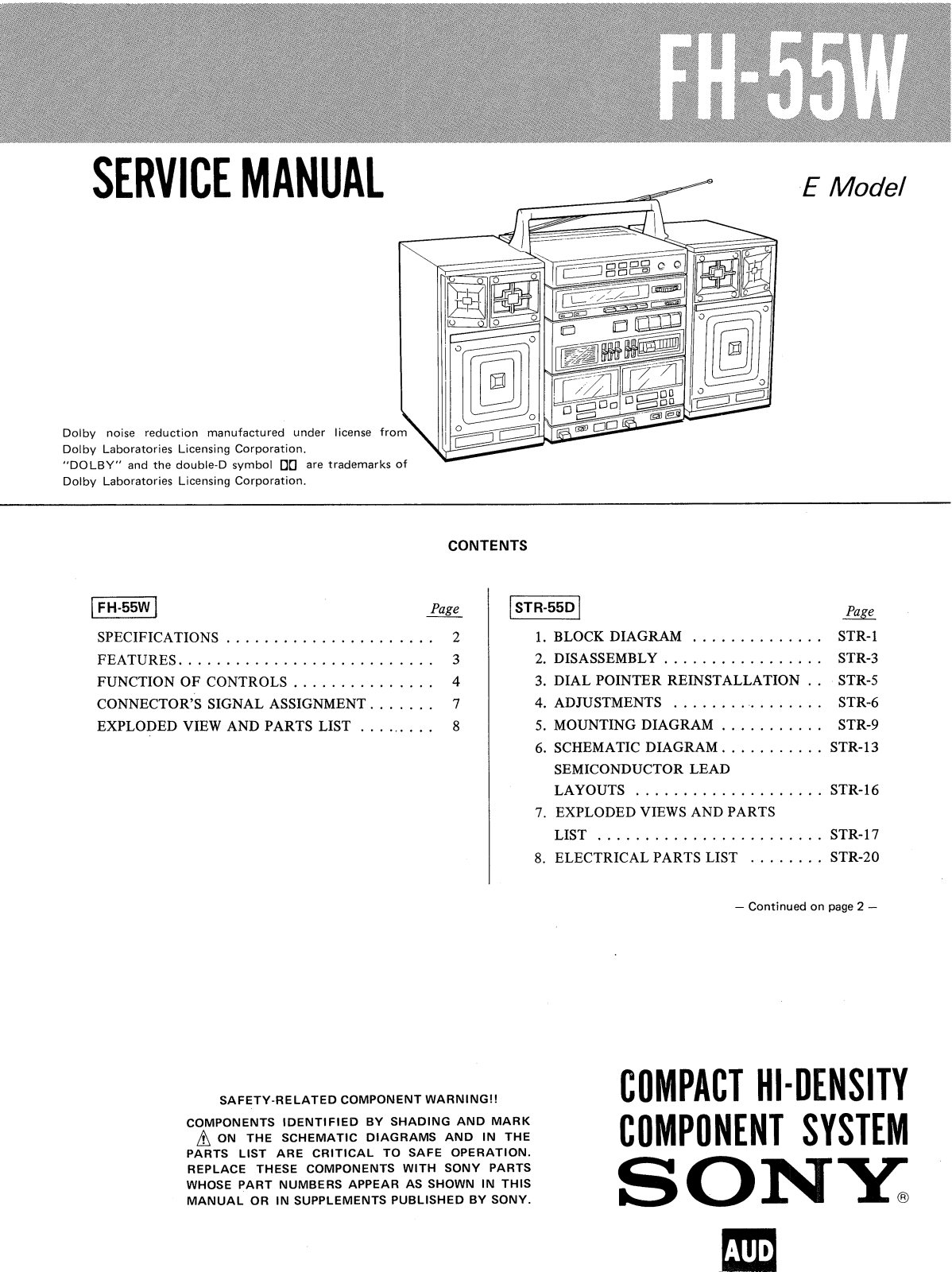 Sony STR-55-D, FH-55-W Service manual