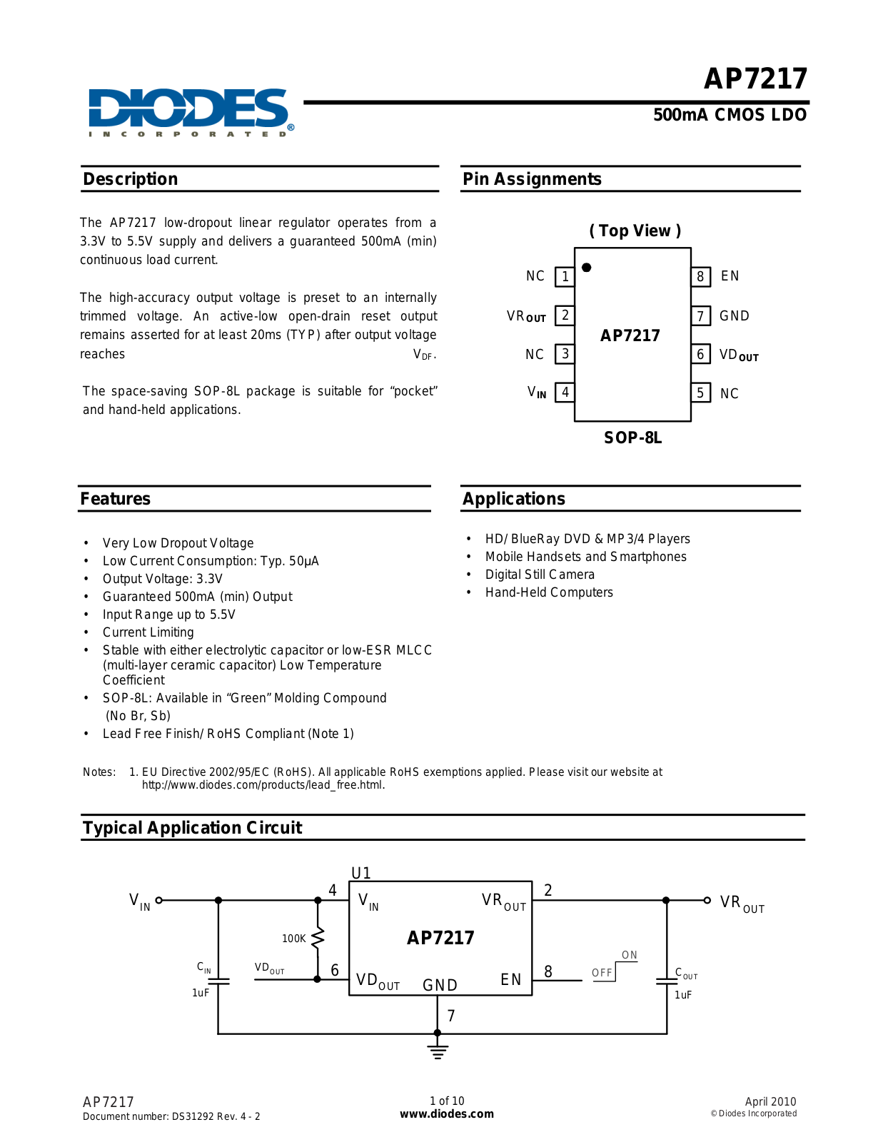 Diodes AP7217-33SG-13 Schematic