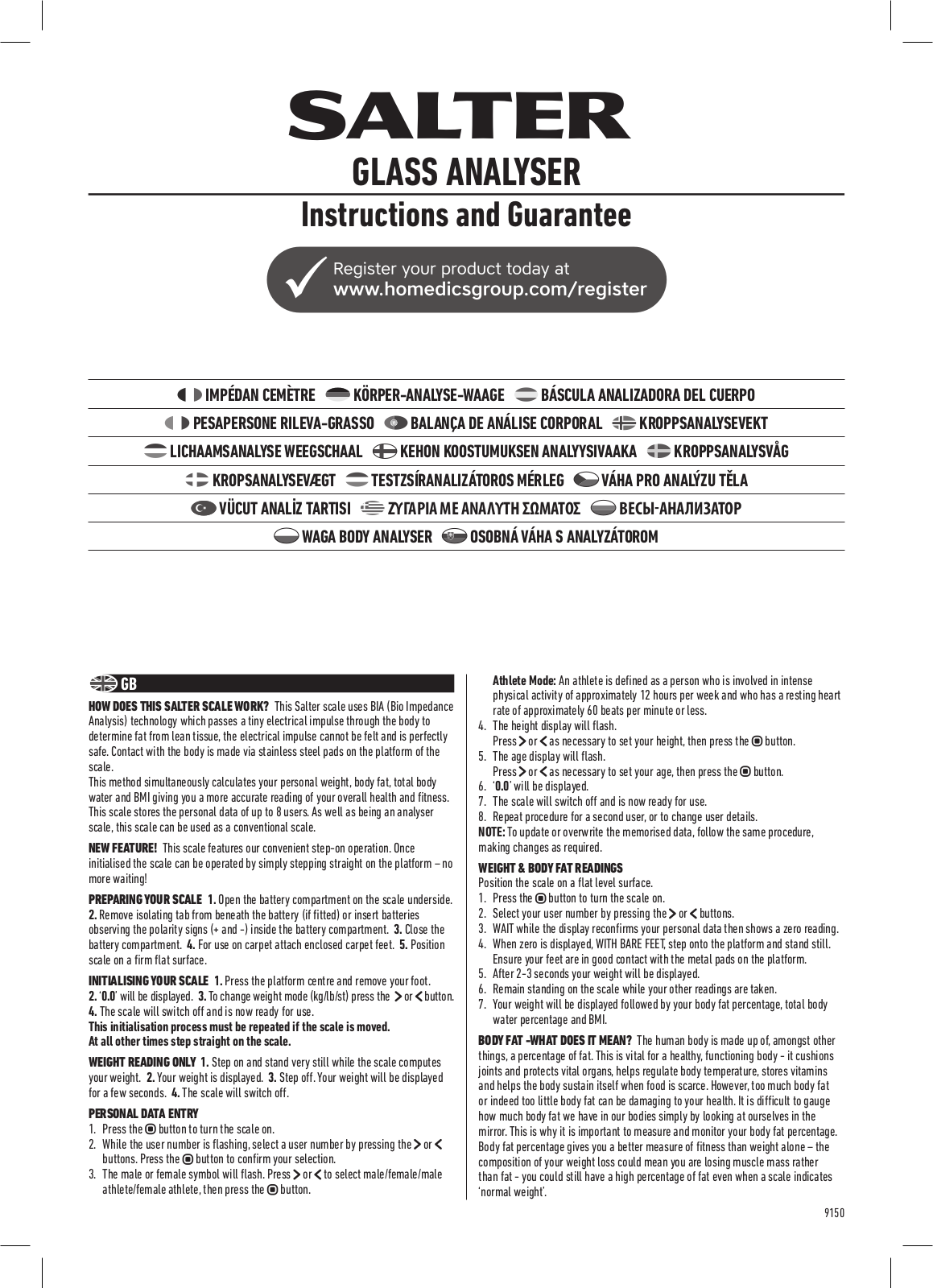 Salter 9150 User Manual