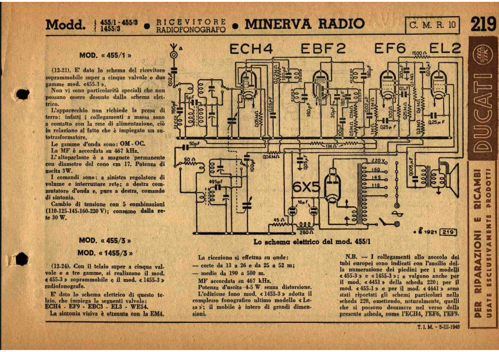 Minerva 455 1, 455 3, 1455 3 schematic