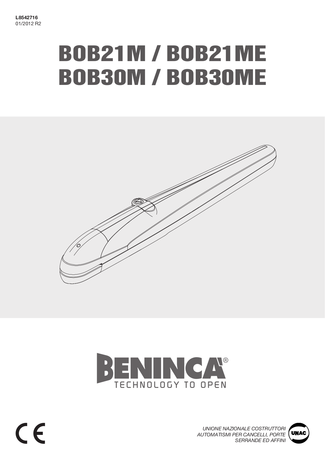 Beninca BOB21M, BOB21ME, BOB30M, BOB30ME User Manual