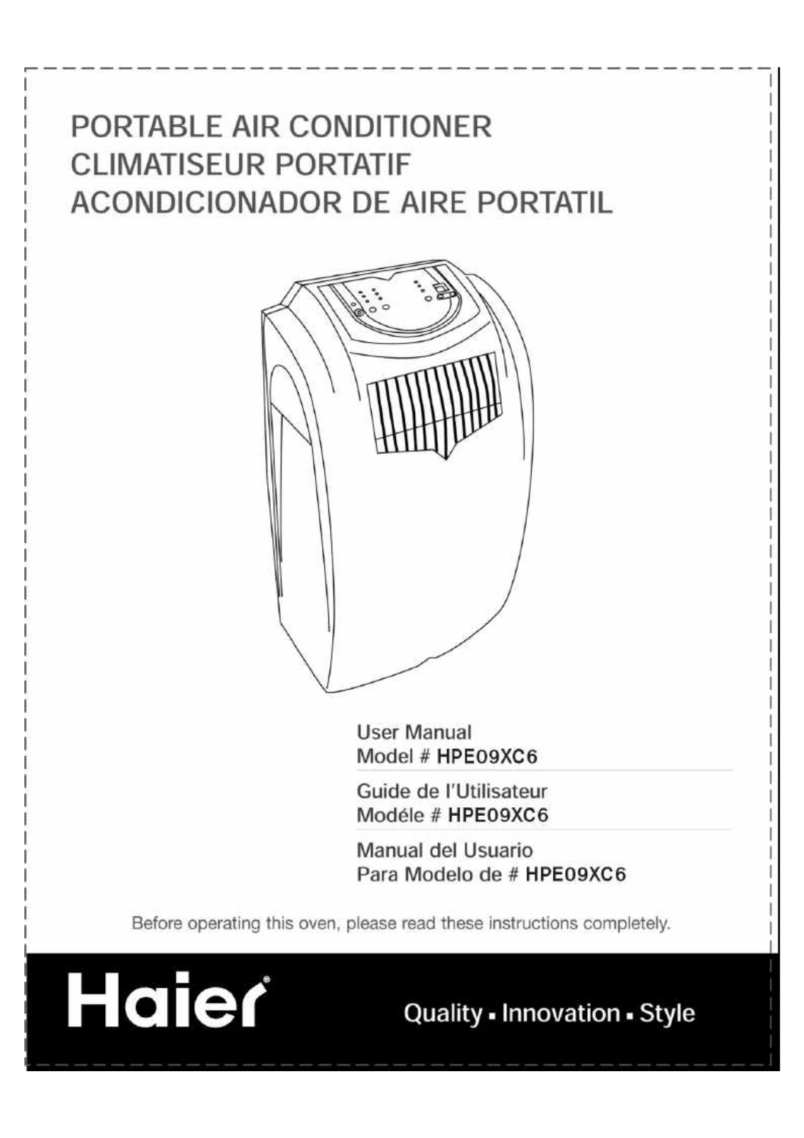 Haier Hpe09xc6 Owner's Manual