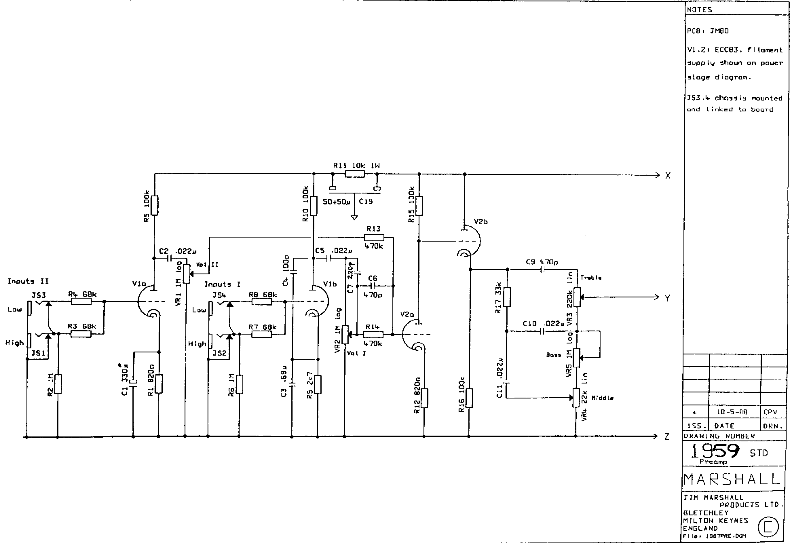 Marshall 1959-Preamp Schematic