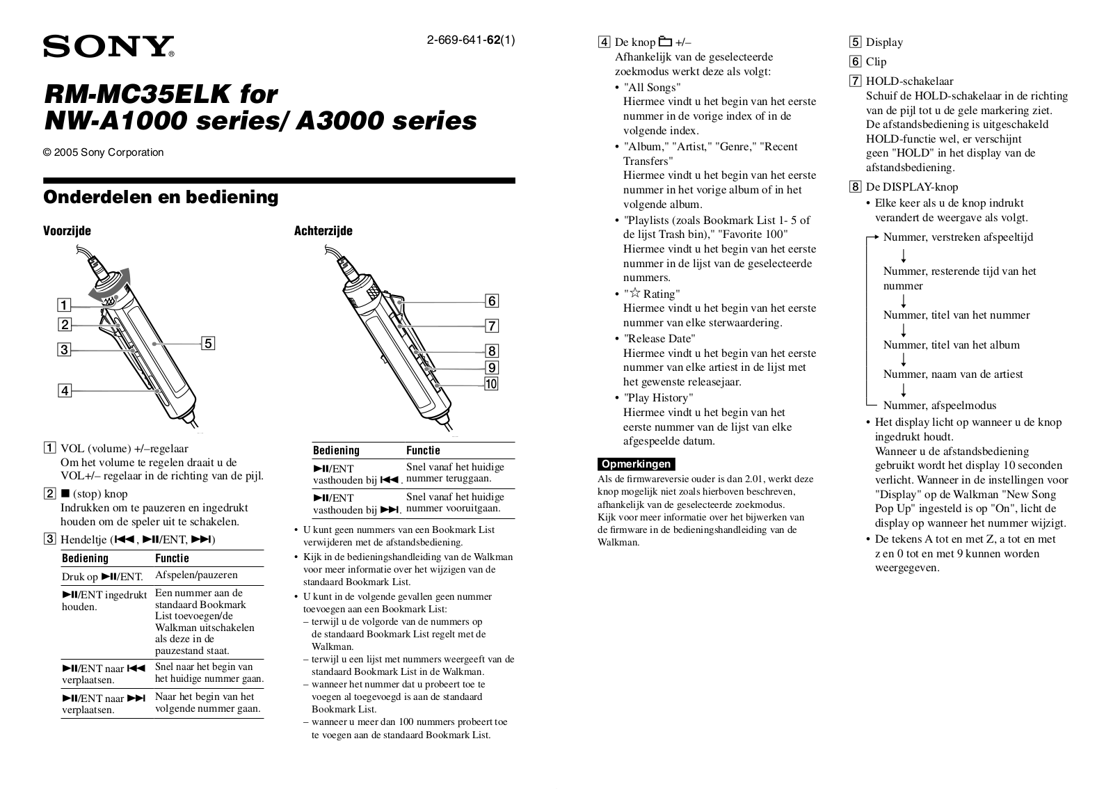 Sony NW-A3000, NW-A1000 User Manual