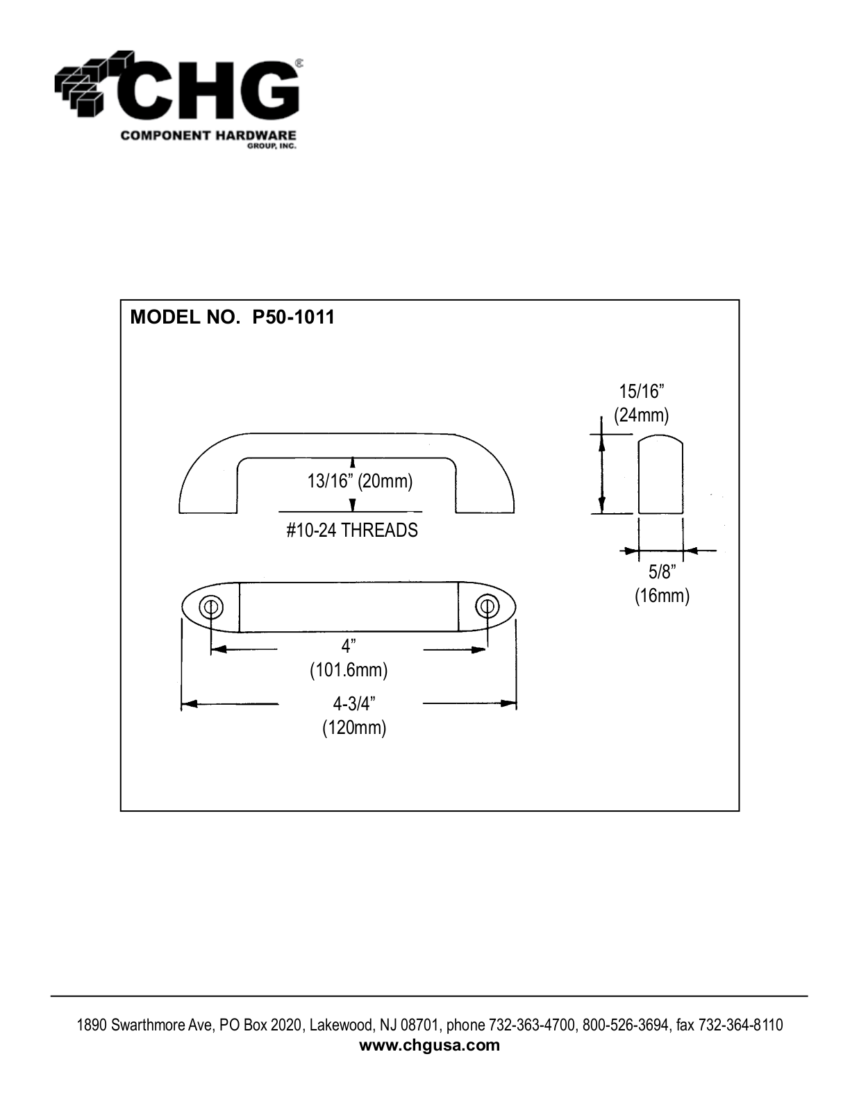 Component Hardware P50-1011 User Manual