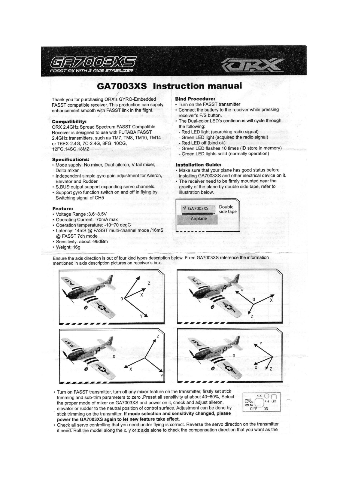 Orx GA7003XS User Manual