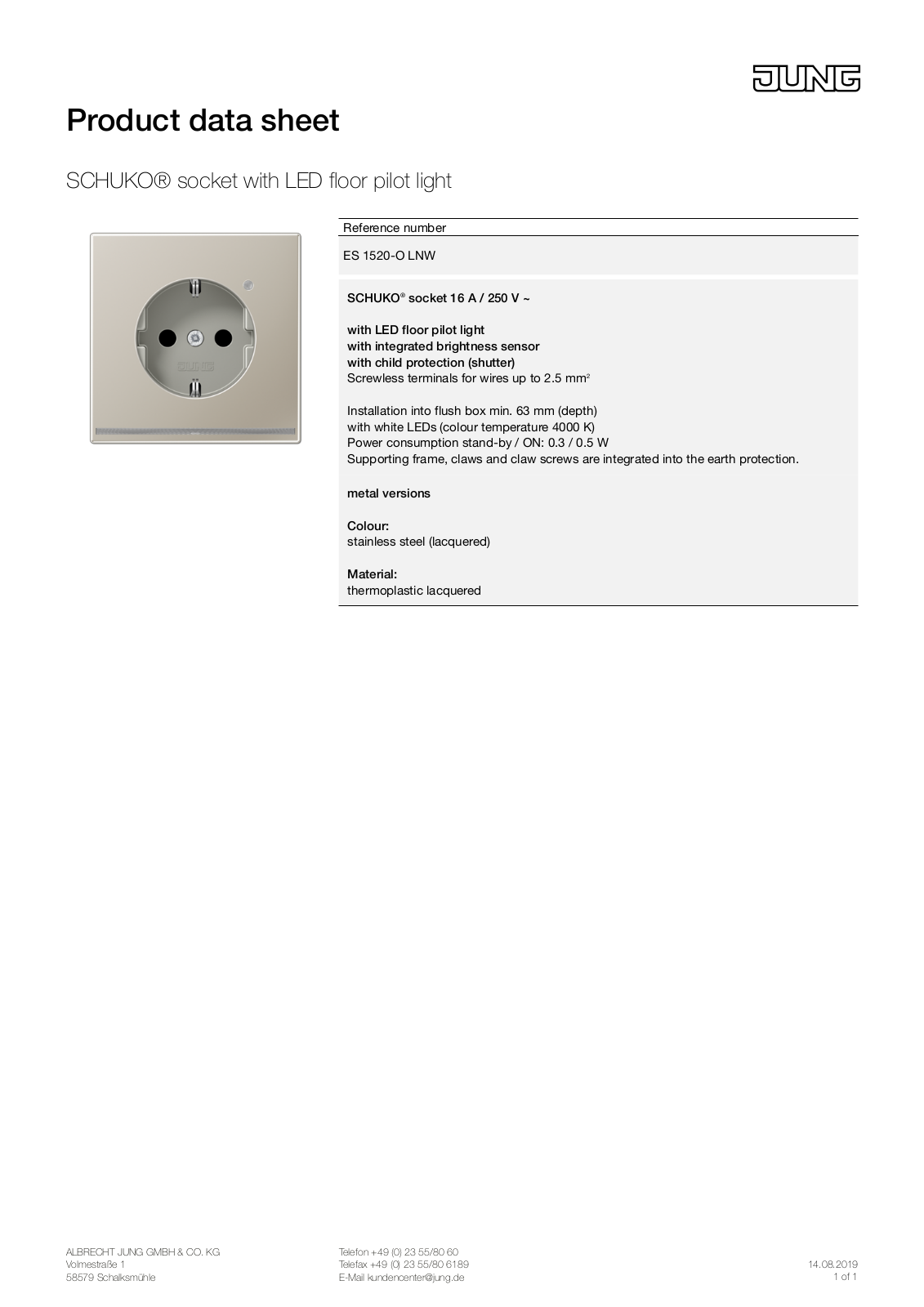 Jung ES 1520-O LNW User Manual