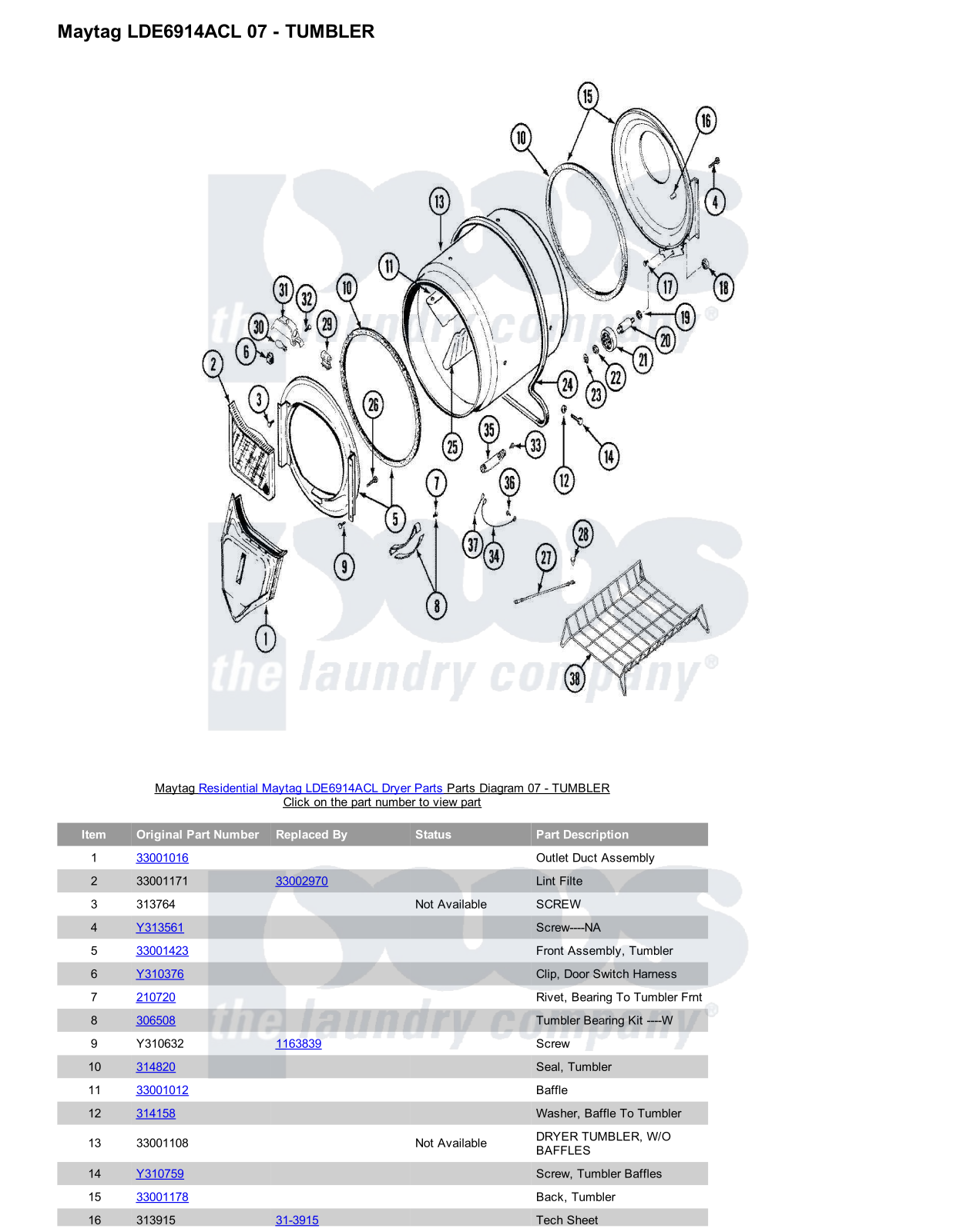 Maytag LDE6914ACL Parts Diagram