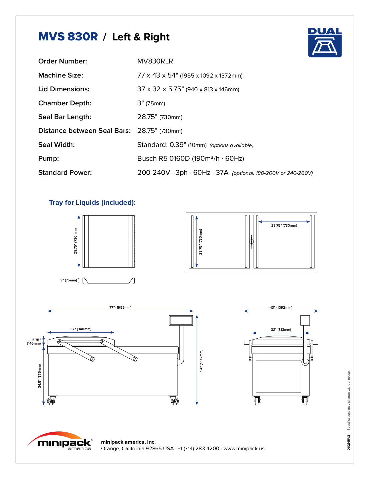 minipack MVS 830R User Manual