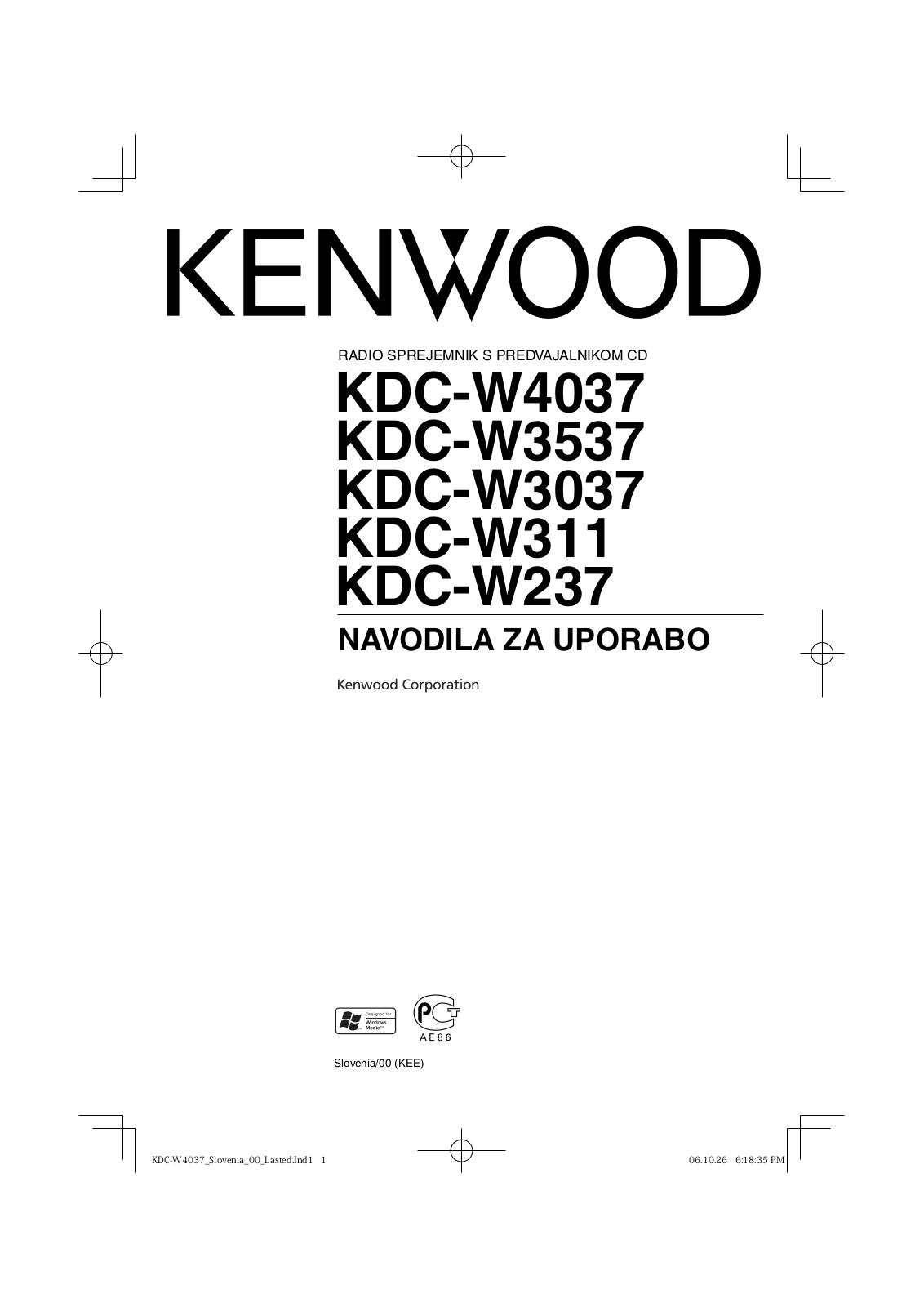 Kenwood KDC-W3037, KDC-W3537, KDC-W4037, KDC-W237, KDC-W311 User Manual