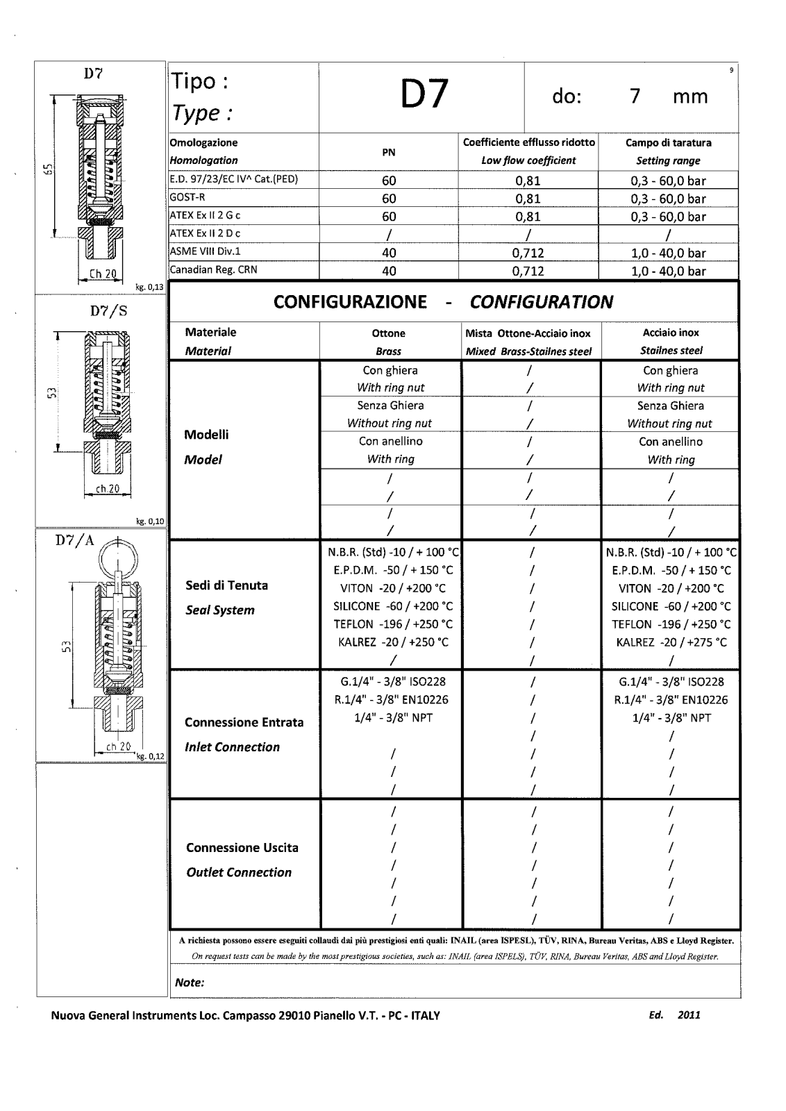Datasheet D7 Datasheet (Nuova General Instruments) - ManualMachine.com
