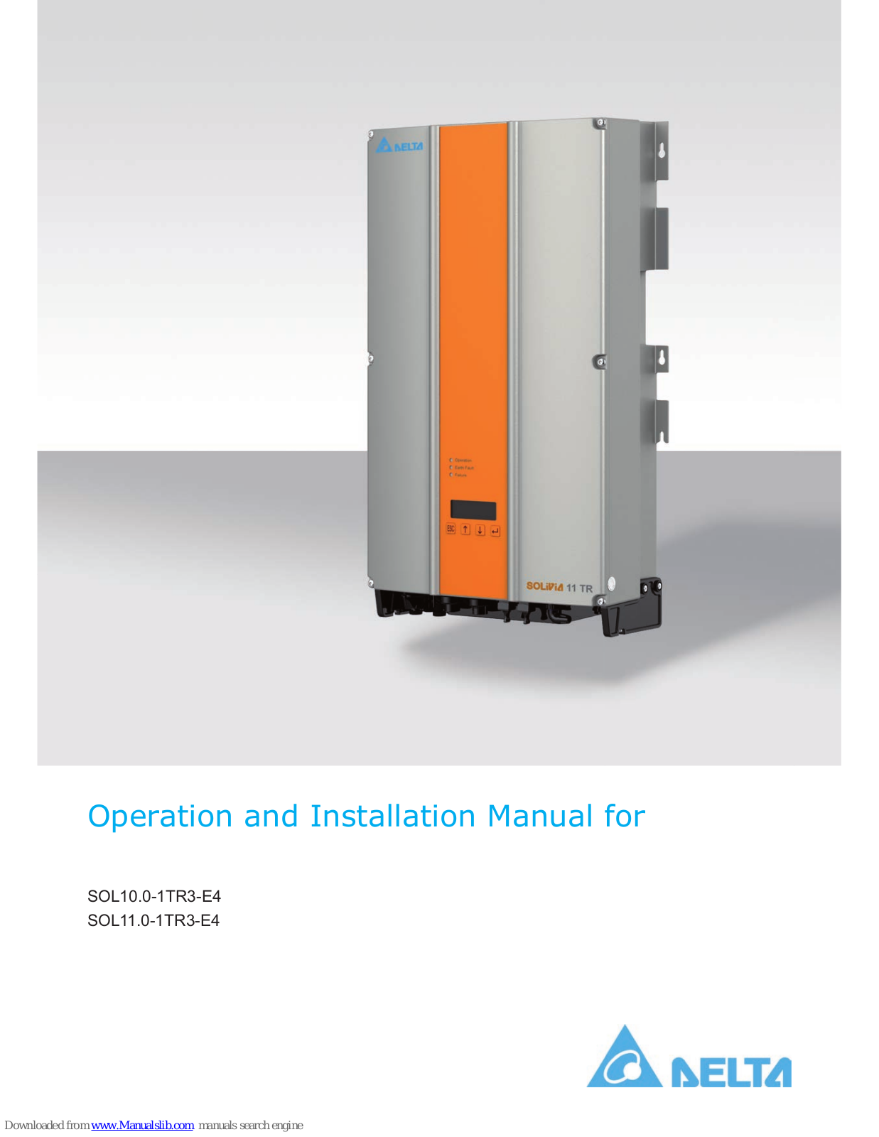 Delta SOL10.0-1TR3-E4, SOL11.0-1TR3-E4 Operation And Installation Manual