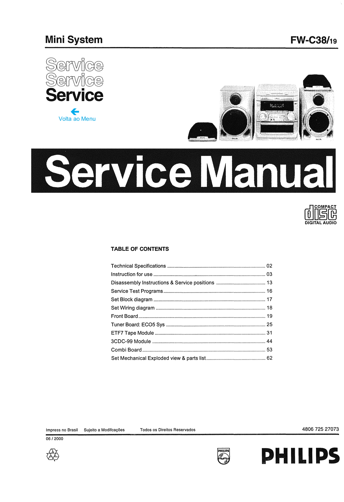 Philips FW-C38 Service manual