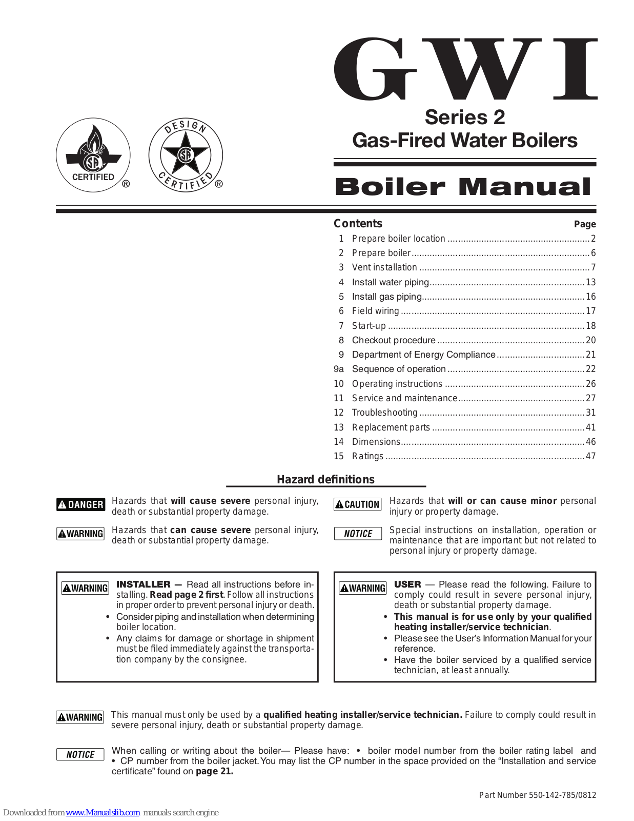 Williamson GWI-047, GWI-063, GWI-095, GWI-127, GWI-158 User Manual - ManualMachine.com