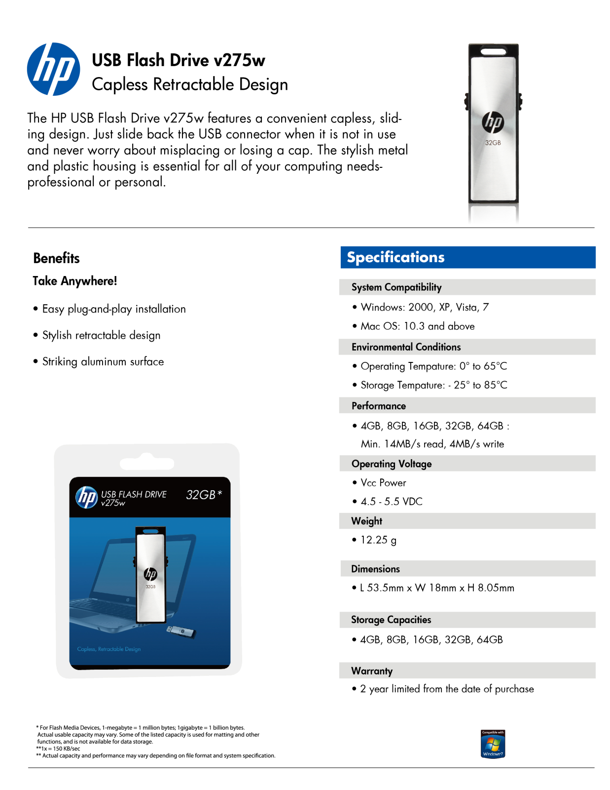 HP v275w Product Information