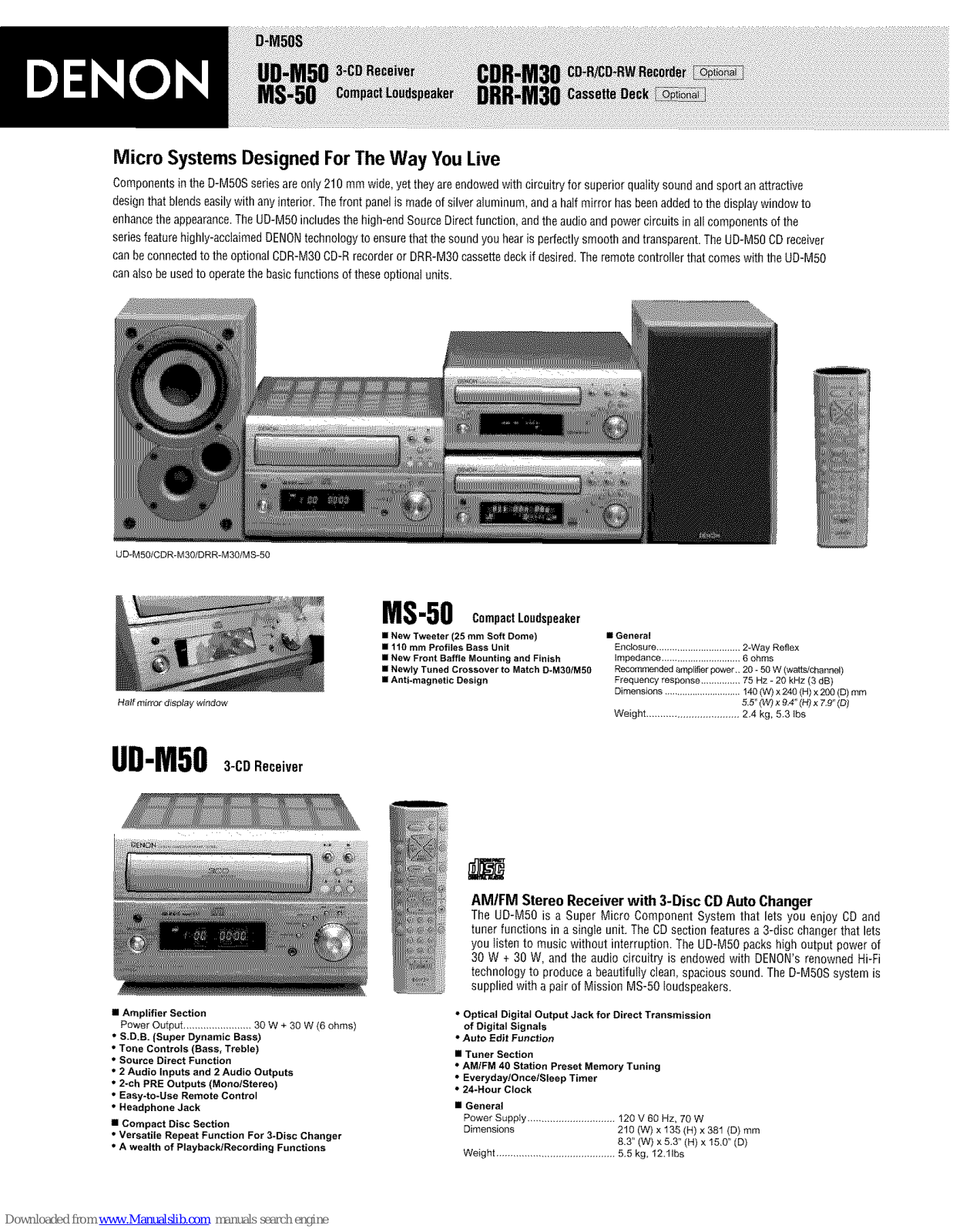 Denon D-M50S, UD-M50, MS-50, CDR-M30, DRR-M30 Overview - ManualMachine.com