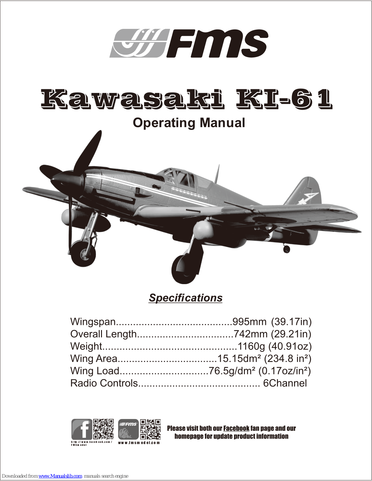 FMS Kawasaki KI-61 Operating Manual