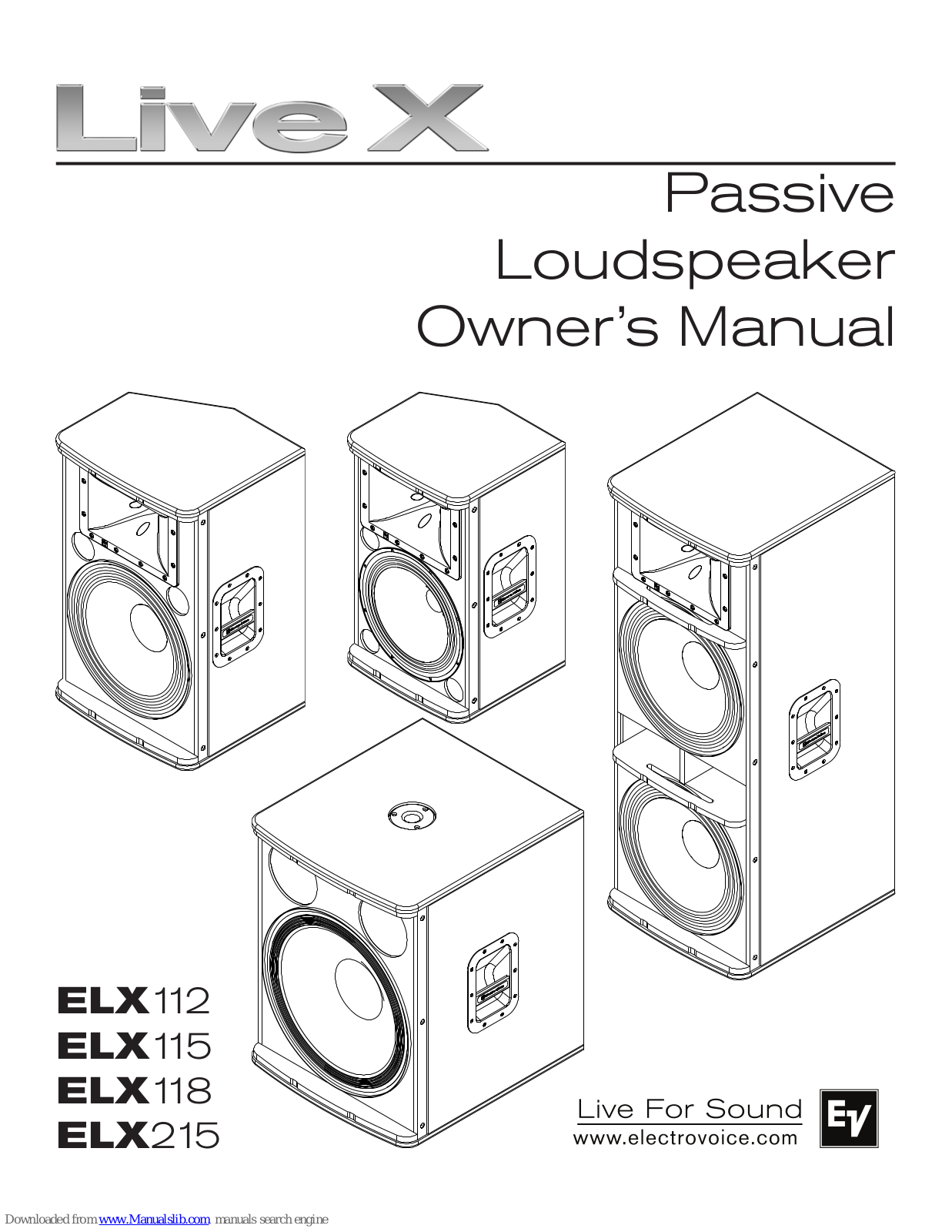 Electro-Voice LiveX ELX112, LiveX ELX115, LiveX ELX118, LiveX ELX215 Owner's Manual