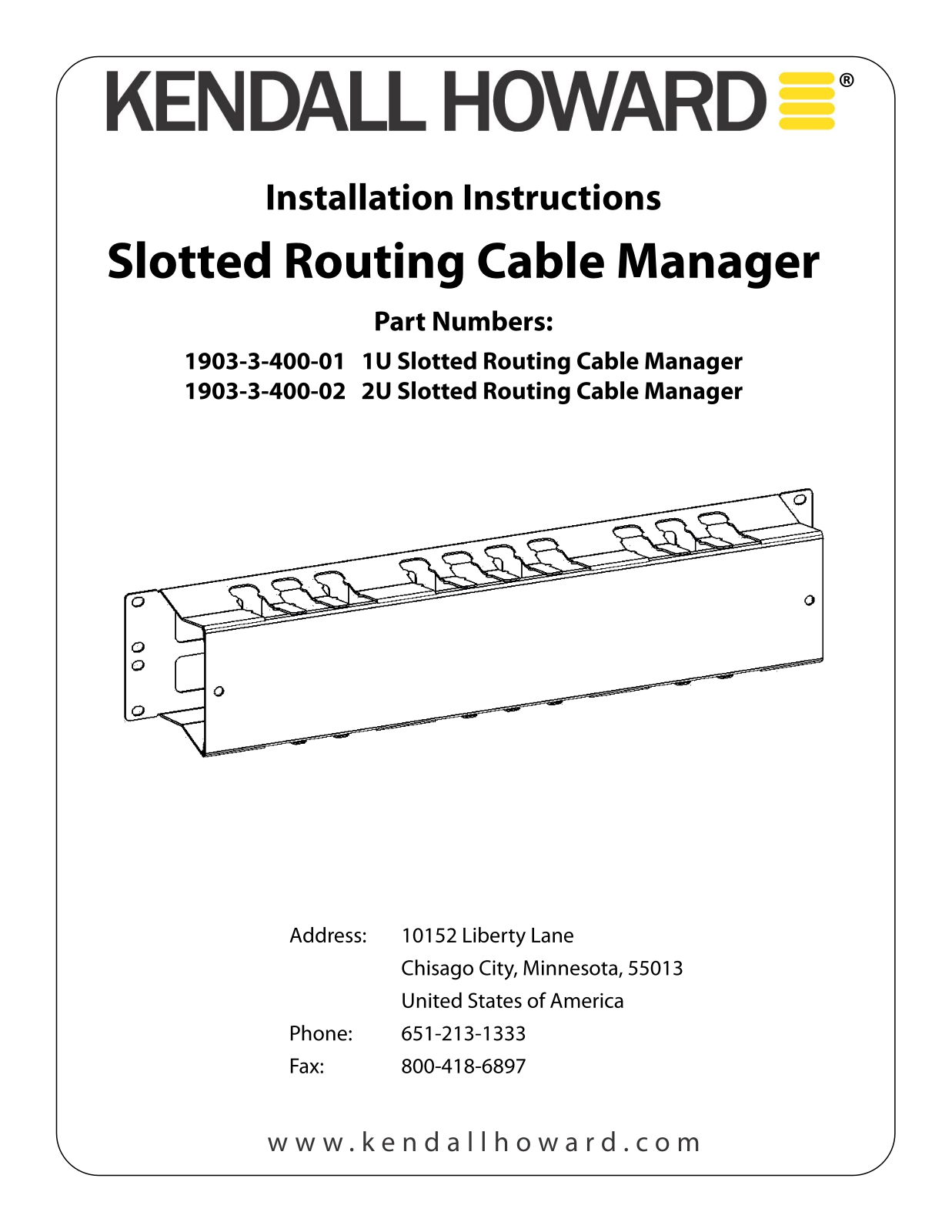 Kendall Howard 1903-3-400-0x User Manual