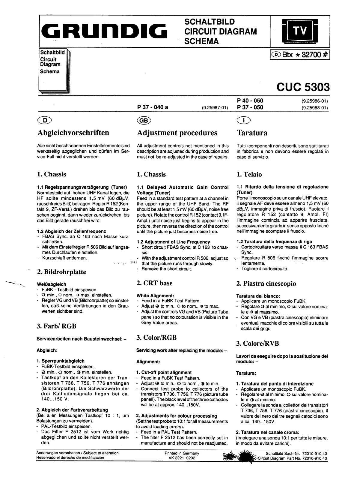 GRUNDIG cuc-5303 Service Manual