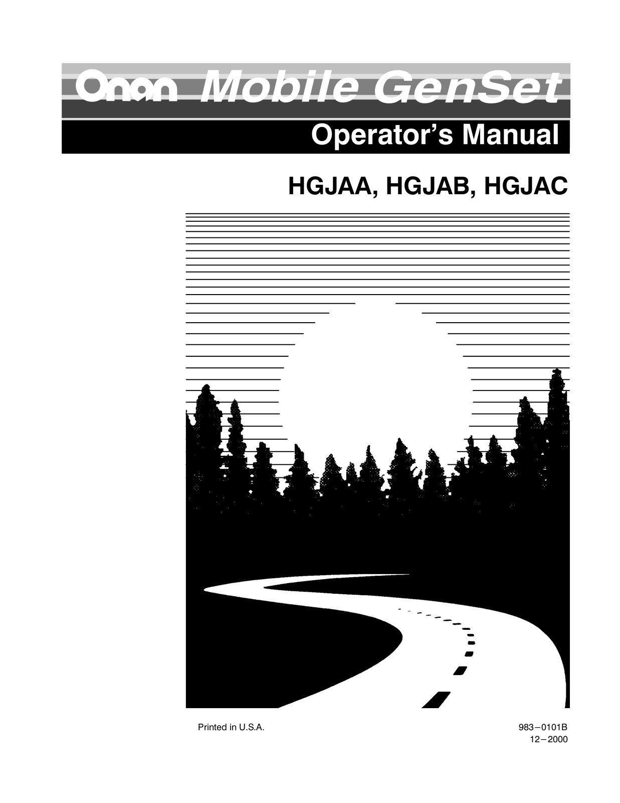 Onan Hgjaa, Hgjac, Hgjab User Manual