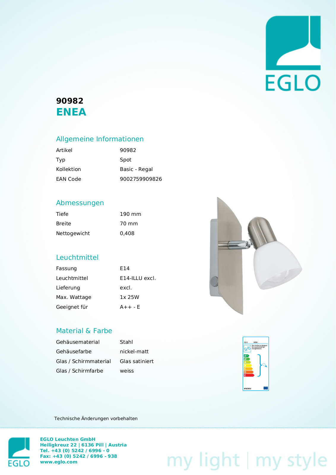 Eglo 90982 Service Manual