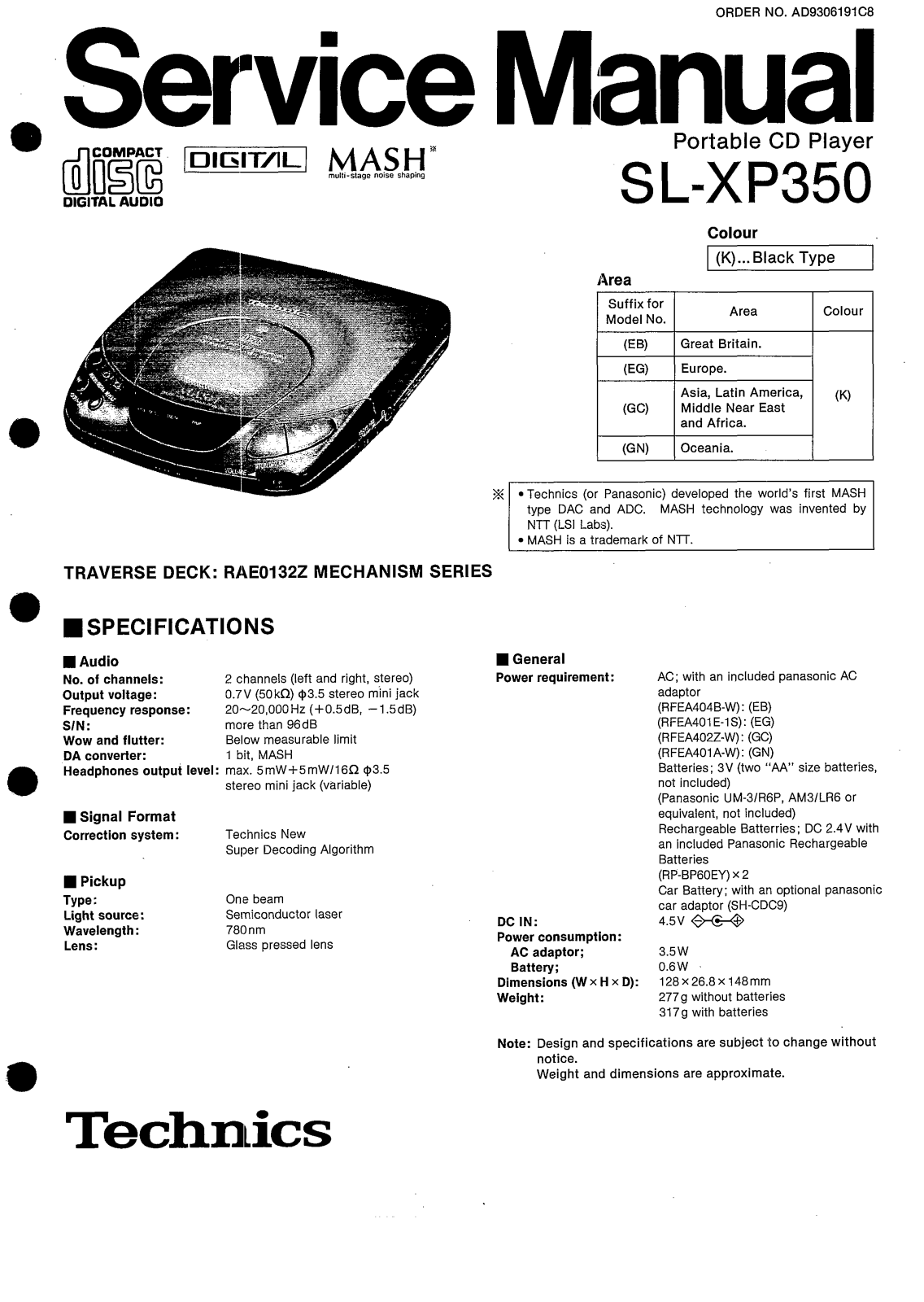 Technics SL-XP-350 Service Manual