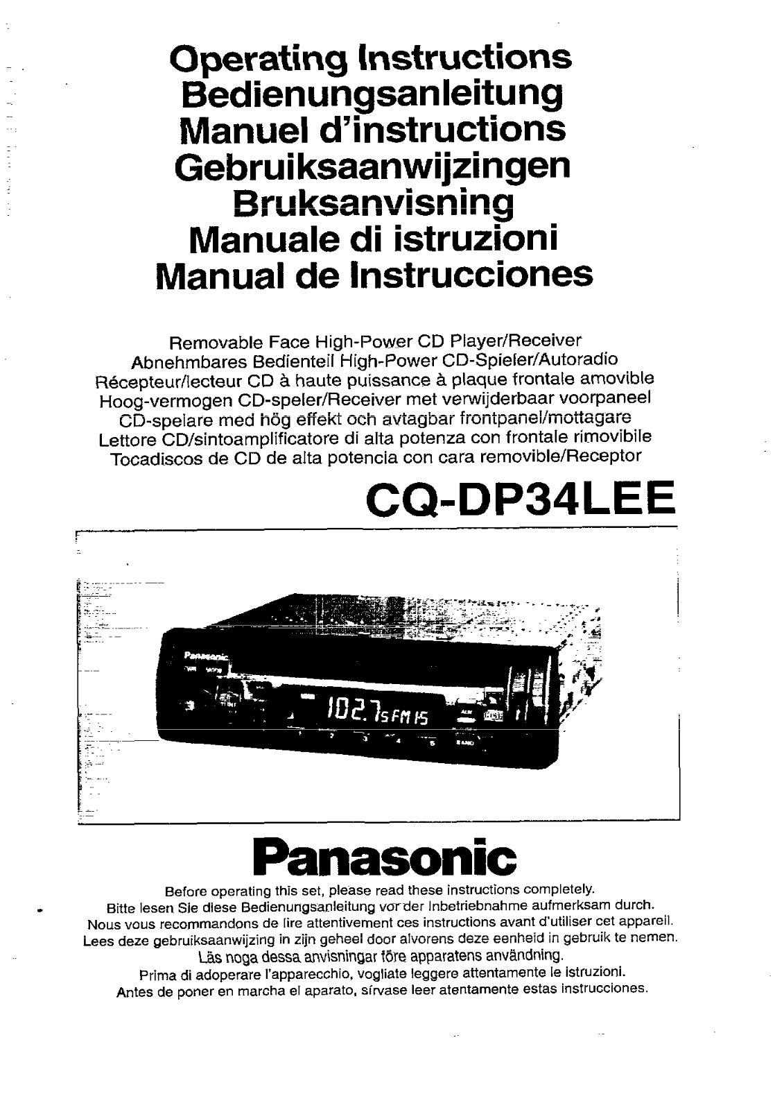 Panasonic CQ-DP34L User Manual