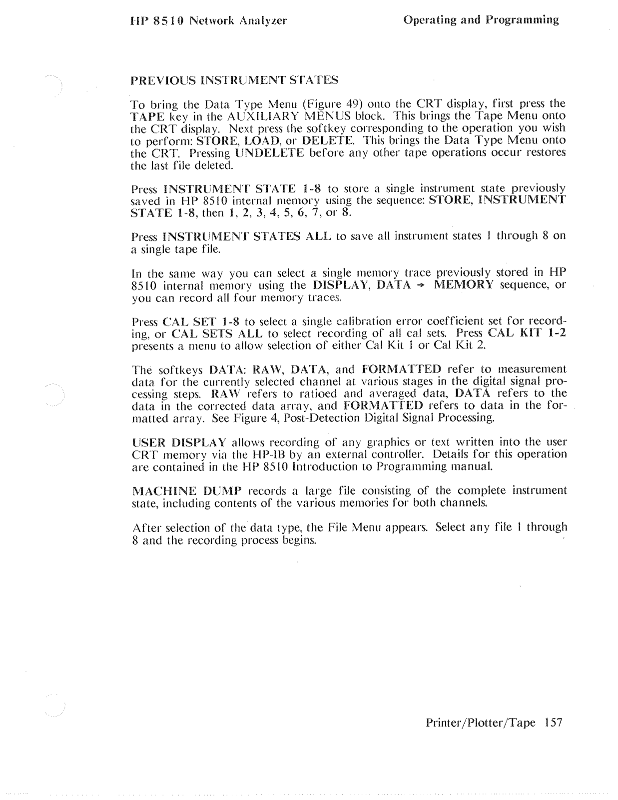 Keysight (Agilent) 8510A Programming Manual