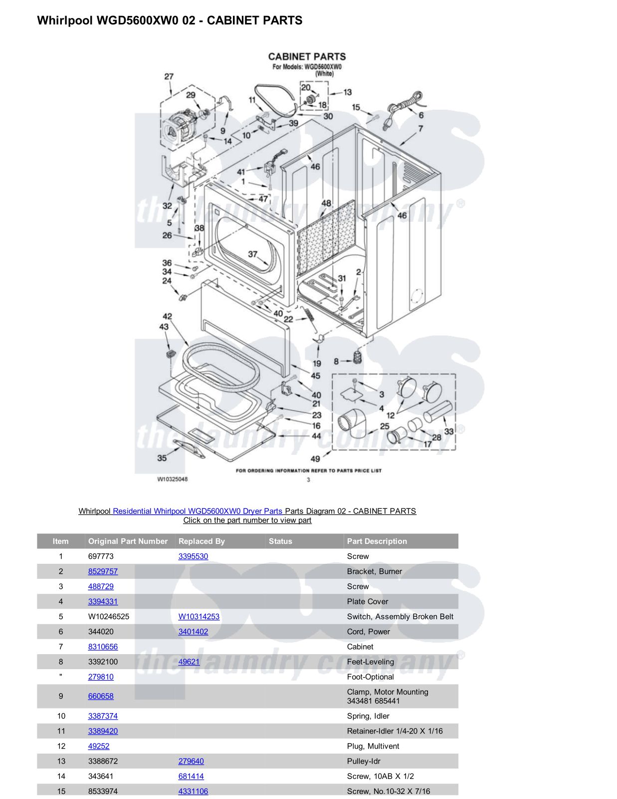 Whirlpool WGD5600XW0 Parts Diagram