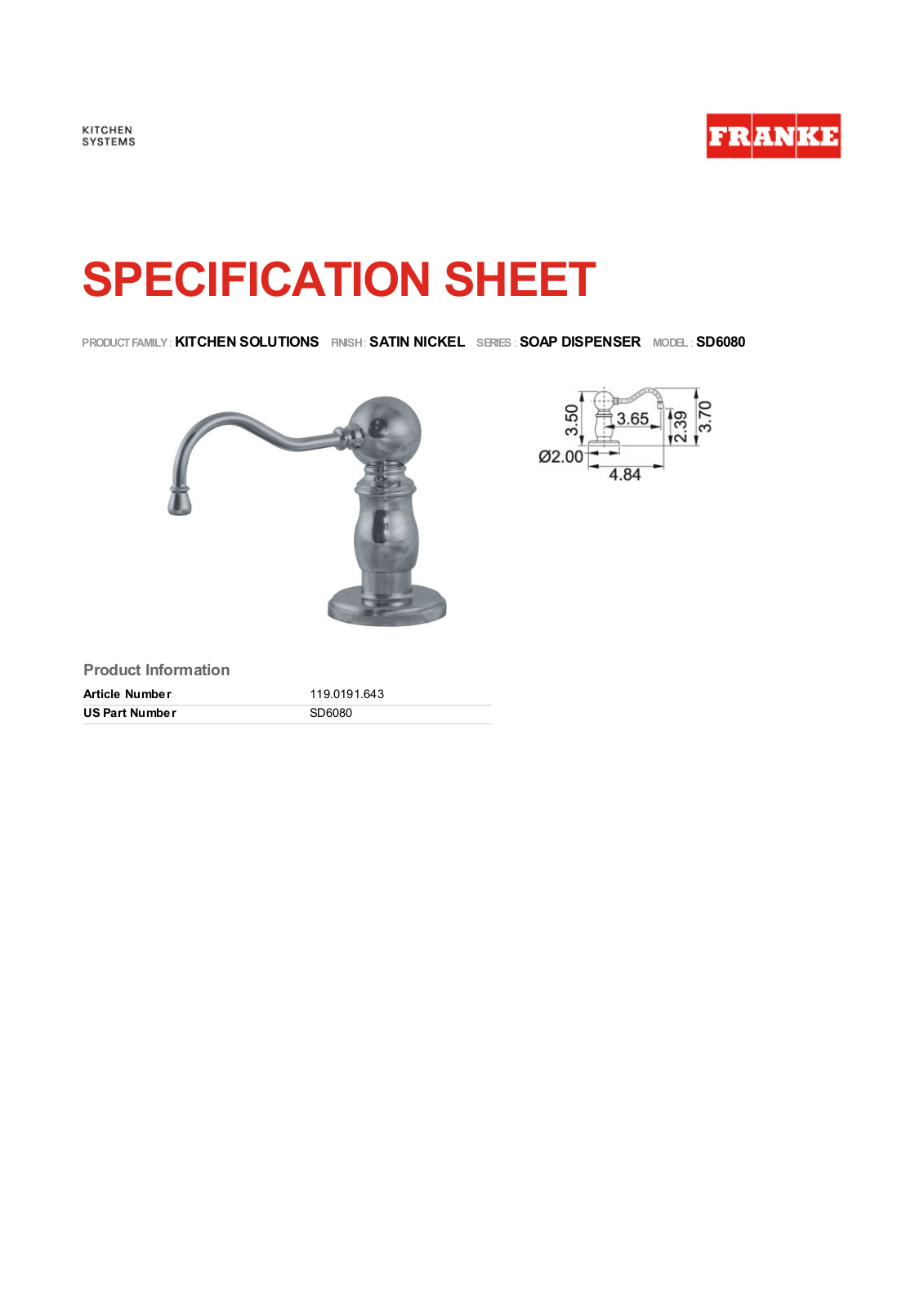 Franke Foodservice SD6080 User Manual