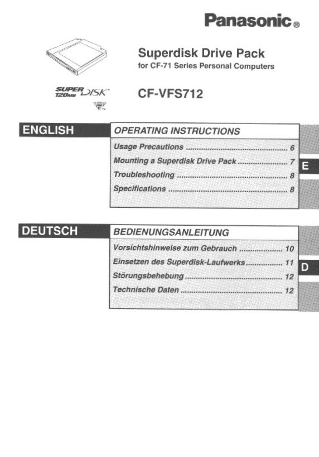 Panasonic cf-vfs712 Operation Manual