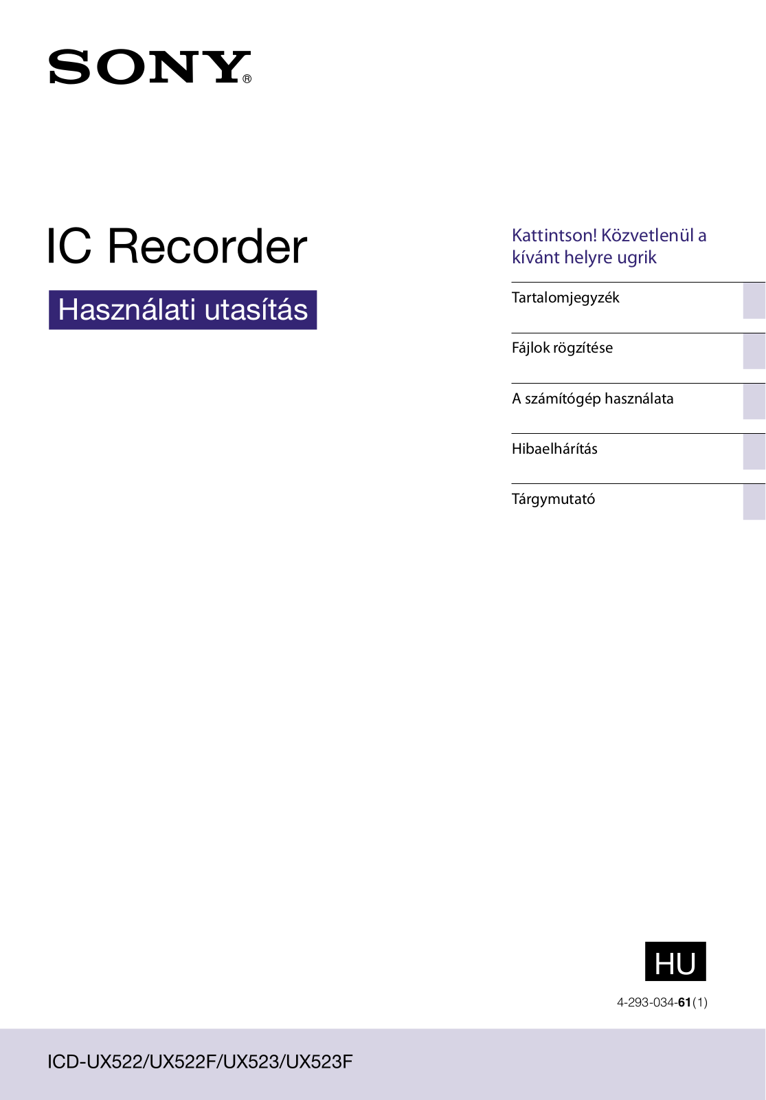 Sony ICD-UX523 User Manual