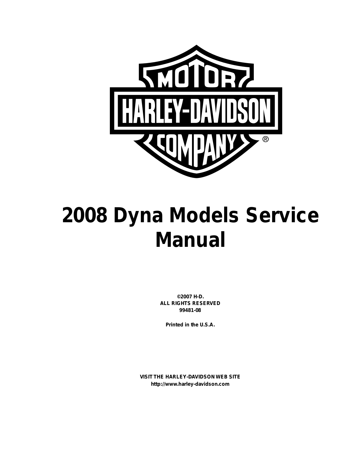 Harley Davidson dyna 2008 Service Manual