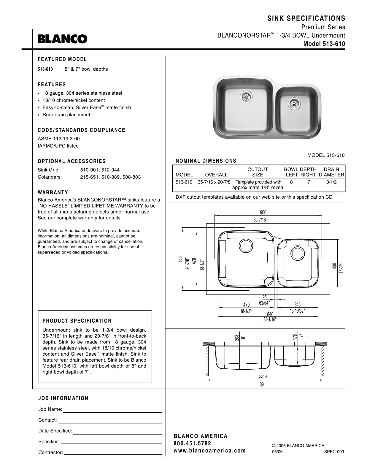 Blanco 513-610 User Manual