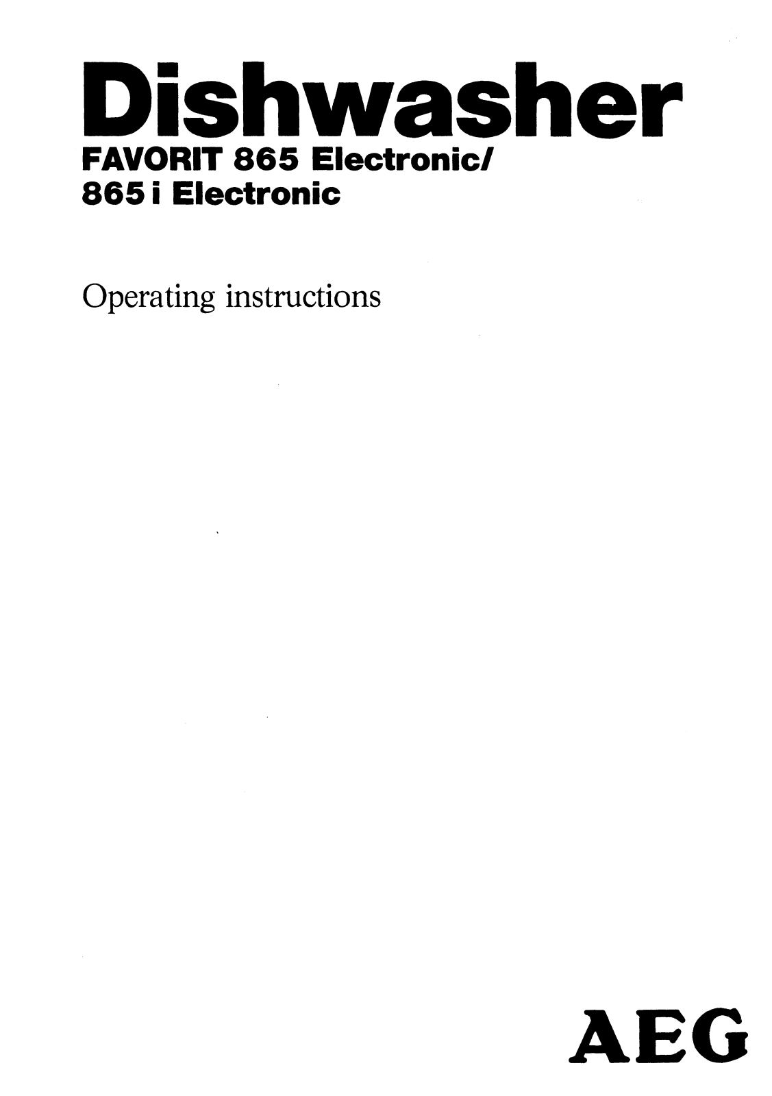 AEG Favorit 865 I, Favorit 865 User Manual