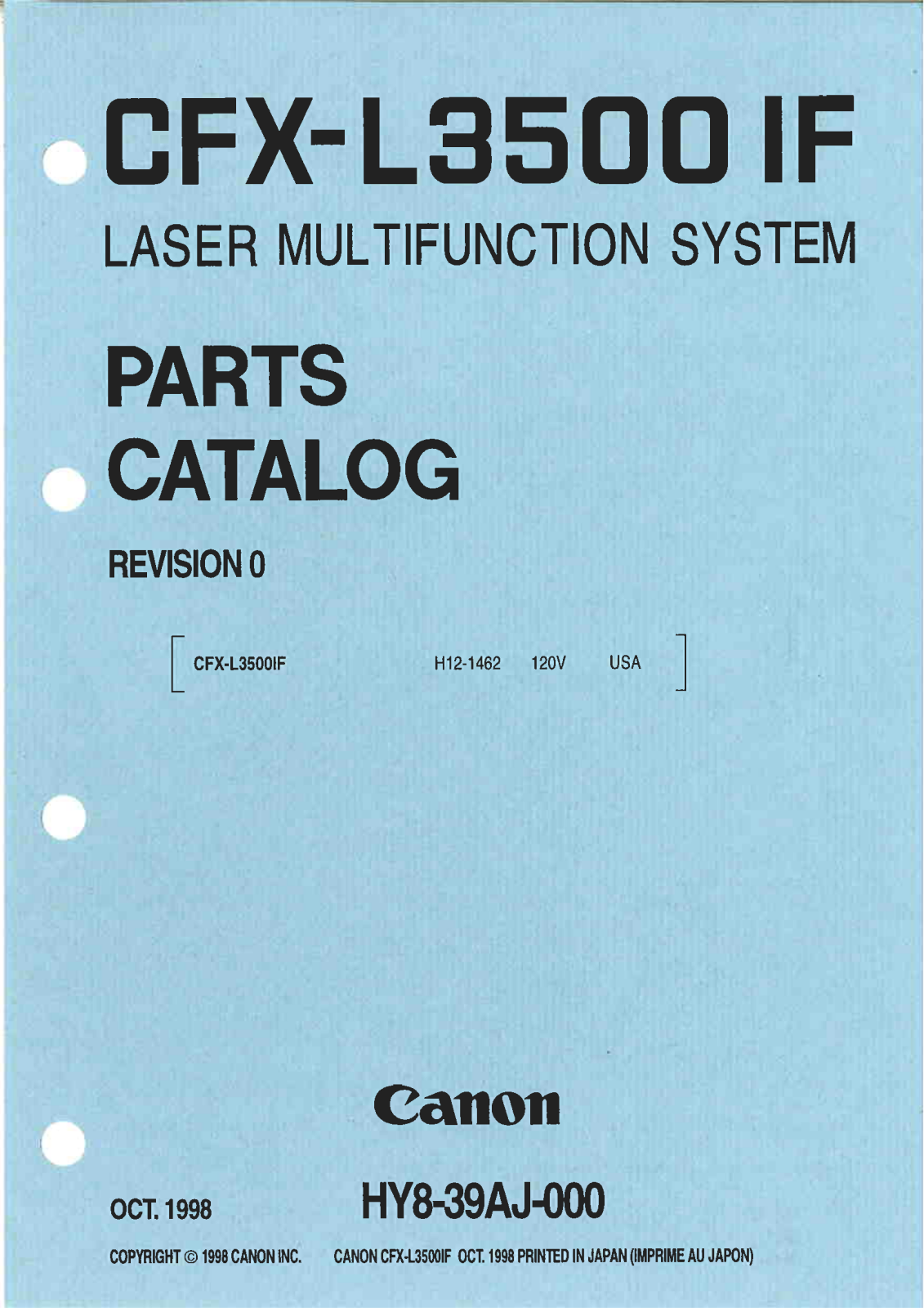 Canon CFX-L3500IF PARTS CATALOG