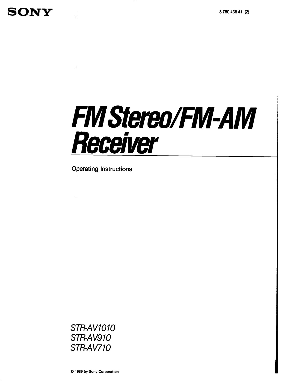 Sony STR-AV710 Operating Instruction