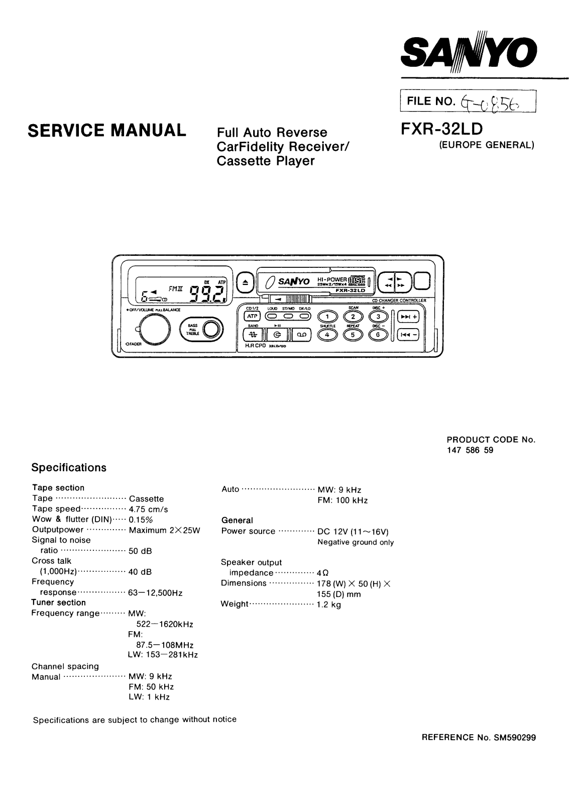 Sanyo FXR-32LD Service manual