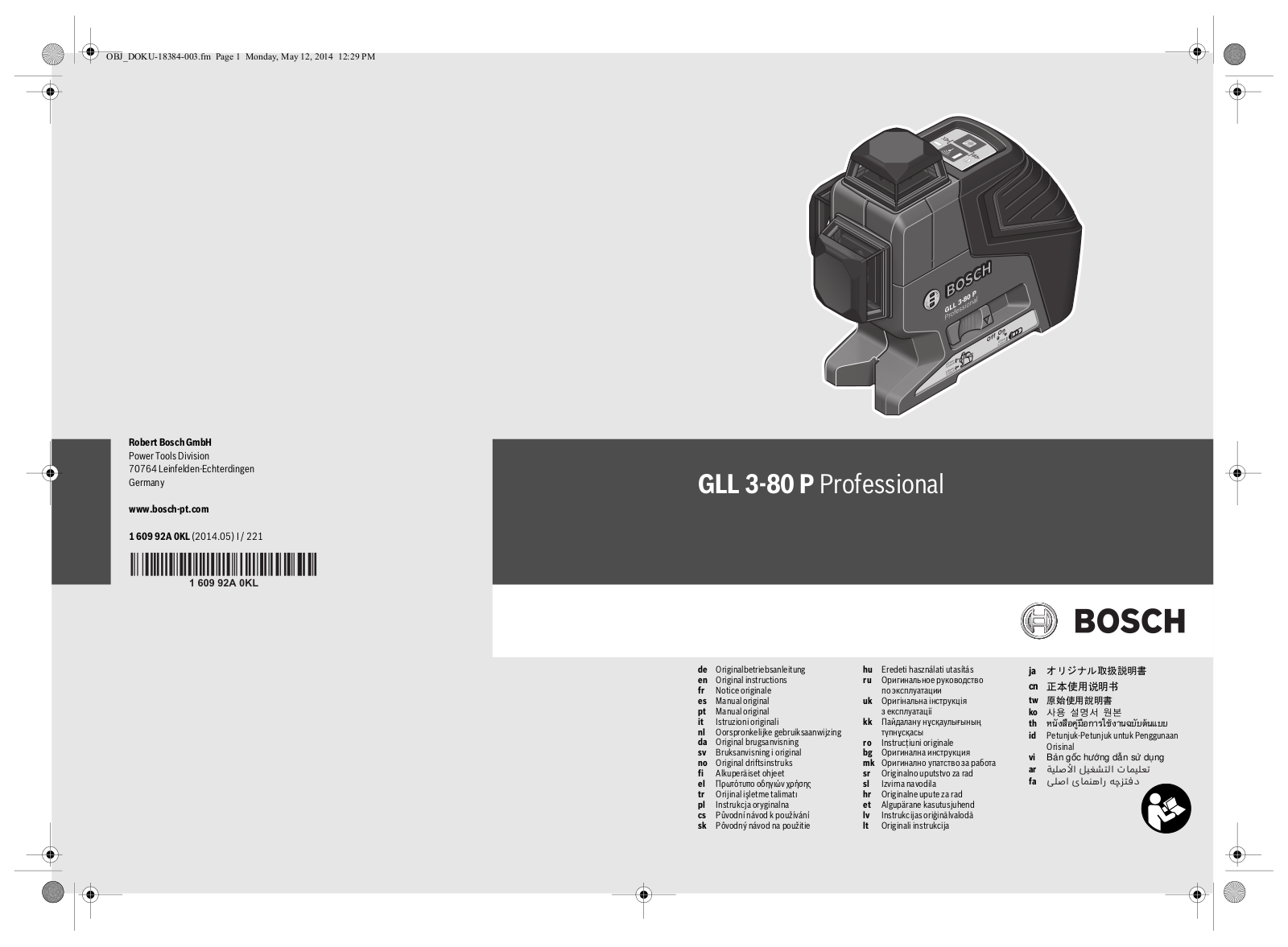 Bosch GLL 3-80 P Professional User manual